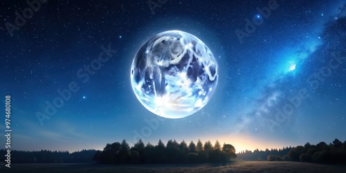 Moon in a clear night sky with glowing fullness , celestial, night, astronomy, space, lunar, satellite, natural photo