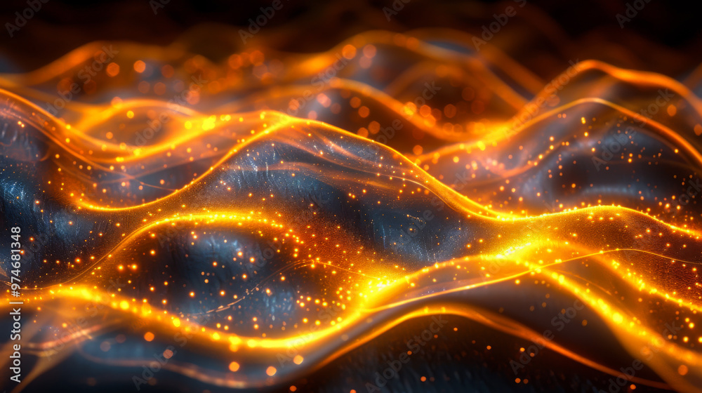 The image is a computer generated image of a wave with lots of sparkles. The scene is energetic and dynamic. Abstract background. The image is a computer generated image of a wave with lots of sparkles. The scene is energetic and dynamic. Abstract background.