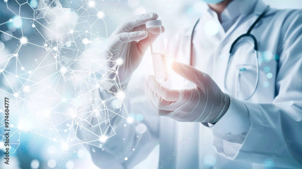 Doctor holding a bottle on a white background. The concept of professionalism and experience in the medical field. Healthcare.