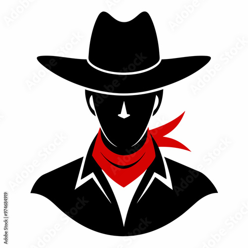 Cowboy silhouette vector illustration on white background