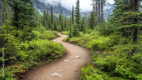 A winding path through a lush forest landscape, inviting exploration and tranquility.