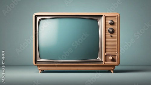 Retro TV Blank Screen Template Mockup on White Background