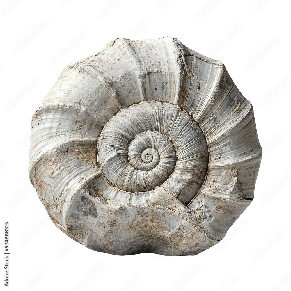 Detailed spiral shell isolated white background Detailed spiral shell isolated white background