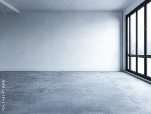 Wallpaper Mural Empty room interiors in neutral tones with a mix of natural window lighting and shadows. Property interior with no furniture or decor. Torontodigital.ca