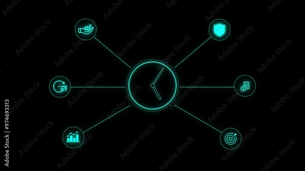 Business concept timetable clock icon animation. time management, organize meeting. Planning strategy Business concept timetable clock icon animation. time management, organize meeting. Planning strategy