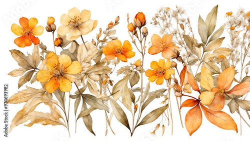 Spring and Summer Dried Wildflowers Composition