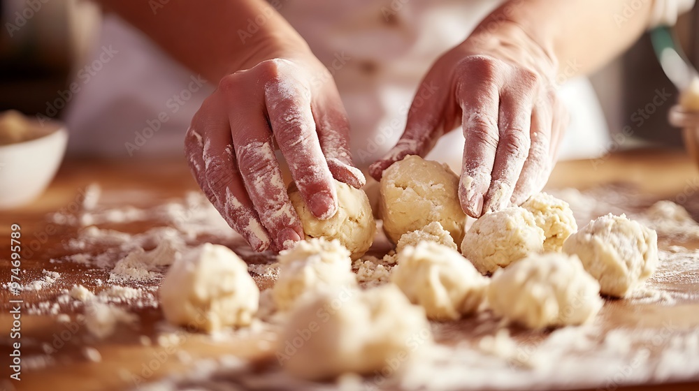 Crafting Delicious Memories: Pair of Hands Shaping Cookie Dough Balls for Baking Delightful Homemade Cookies Crafting Delicious Memories: Pair of Hands Shaping Cookie Dough Balls for Baking Delightful Homemade Cookies