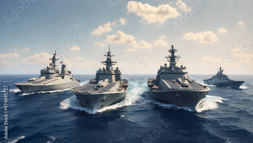 Three Military Ships in the Sea Generation