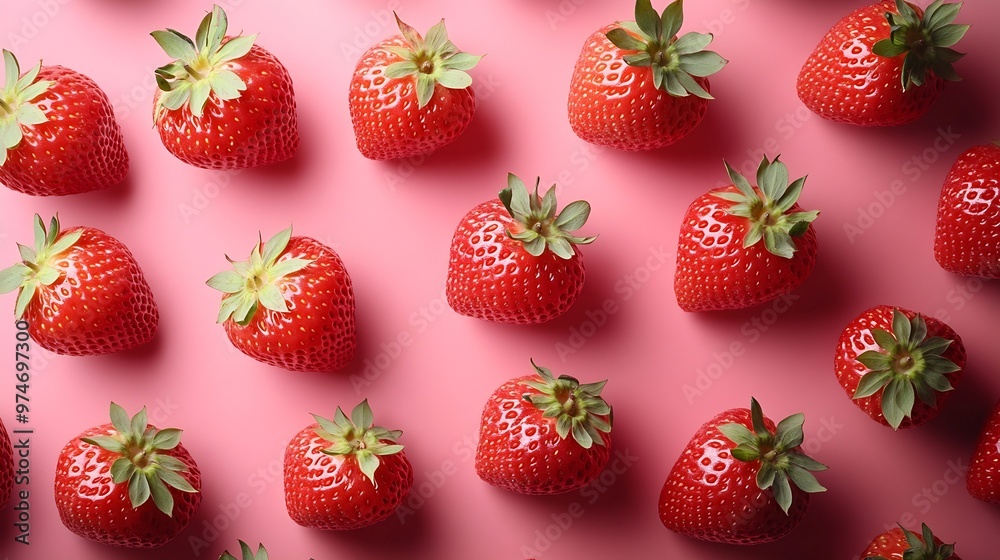 Strawberry Pattern of strawberrys on colored background : Generative AI Strawberry Pattern of strawberrys on colored background : Generative AI