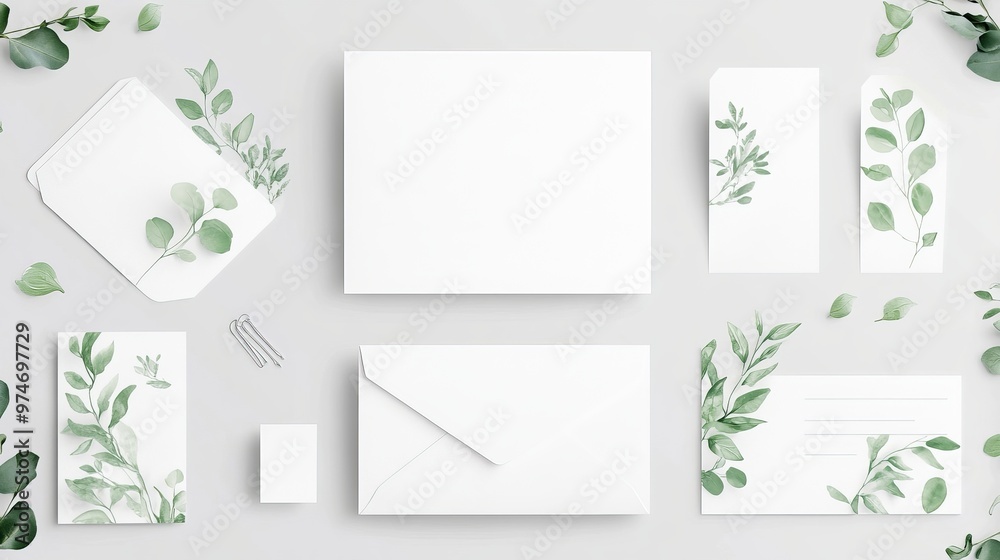 Elegant Greenery Stationery Mockup. Elegant Greenery Stationery Mockup.