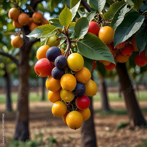 apricots on a tree in garden ai gerenative photo