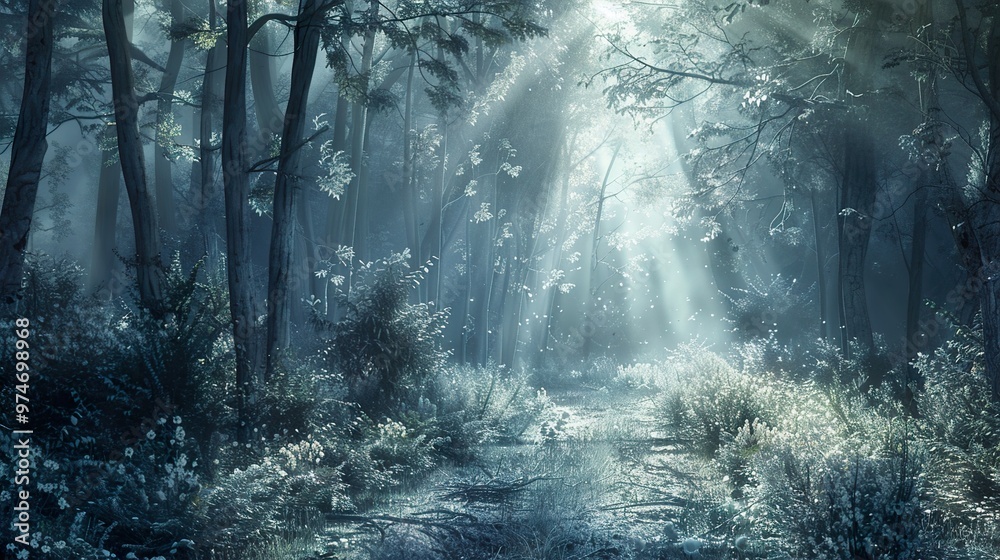 Fototapeta premium Sunbeams Through a Misty