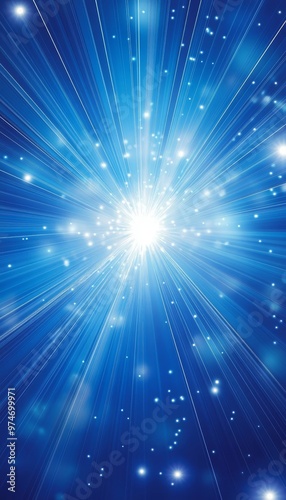 Futuristic blue background with radiating light, ideal for space themed banners and covers