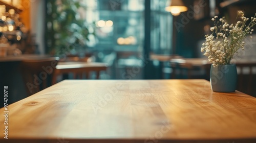 A cozy café table with a small vase of flowers, creating a warm atmosphere for patrons.