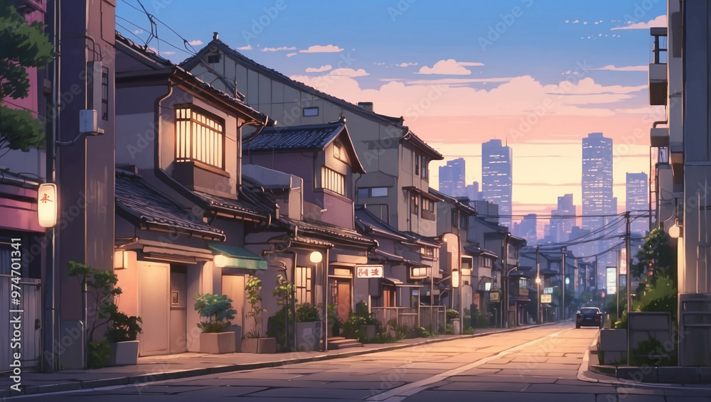 A Beautiful Japanese Tokyo City Town in A Beautiful Japanese Tokyo City Town in