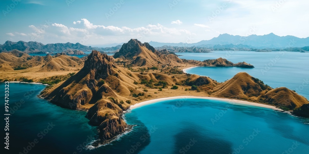 Fototapeta premium Aerial view of a pristine island beach.