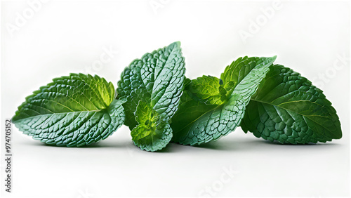 Fresh mint leaves isolated on transparent background. photo
