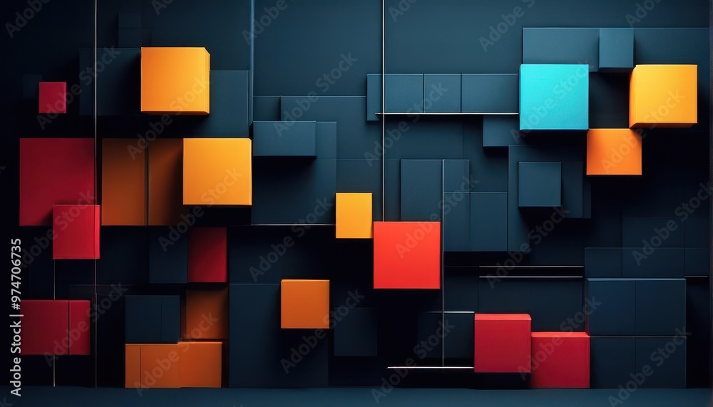 A vibrant abstract composition of colorful 3D cubes against a dark background, showcasing modern design elements. A vibrant abstract composition of colorful 3D cubes against a dark background, showcasing modern design elements.