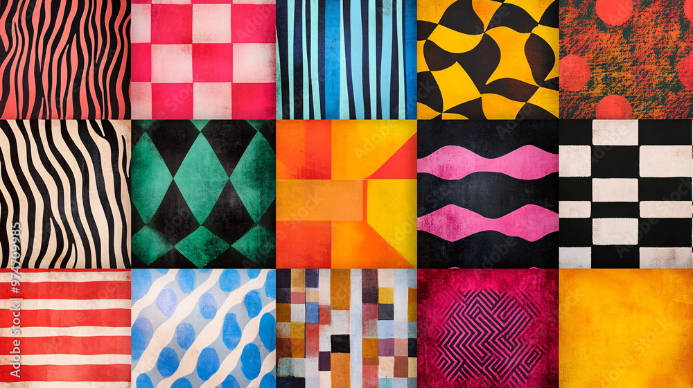 Abstract Geometric Pattern Collage