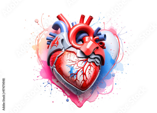 3d Red heart shape with line of cardio gram and stethoscope on pink background, banner and background for heart health, health care, health checkup concept