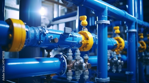 A carefully organized water node showcases intricately connected pipes and fittings, controlling the water supply for a heating system in a residential or commercial setting