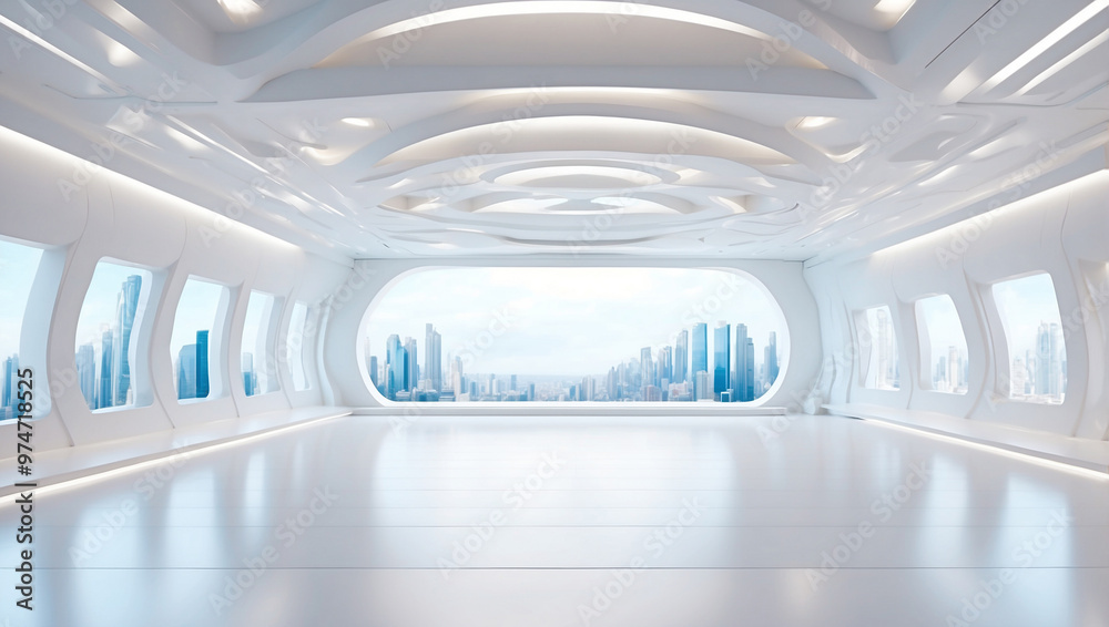 Empty Space Inside Futuristic Room Empty Space Inside Futuristic Room