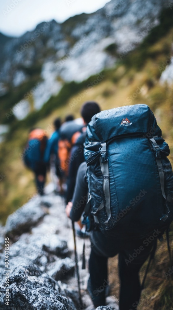 Packs – Hikers Wearing Backpacks Climbing Rugged Terrain Symbolizing Adventure and Endurance Packs – Hikers Wearing Backpacks Climbing Rugged Terrain Symbolizing Adventure and Endurance
