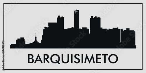 Cityscape. Barquisimeto, Venezuela. Silhouettes of buildings. Vector on gray background photo