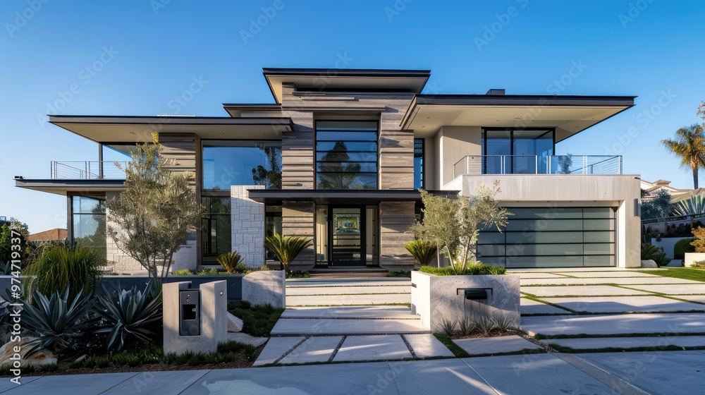 Modern House with a Driveway Modern House with a Driveway