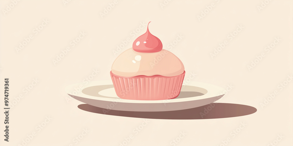 Small treat on a round dish, representing an exclusive flavor, sweets illustration art Small treat on a round dish, representing an exclusive flavor, sweets illustration art