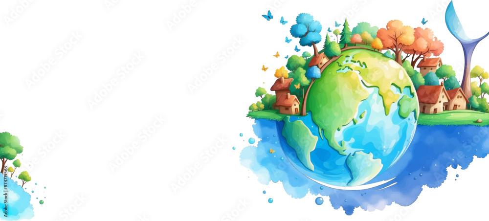 5TH JUNE-World Environment Day. Ecology concept with green city on earth, World environment and sustainable development concept, vector illustration 5TH JUNE-World Environment Day. Ecology concept with green city on earth, World environment and sustainable development concept, vector illustration
