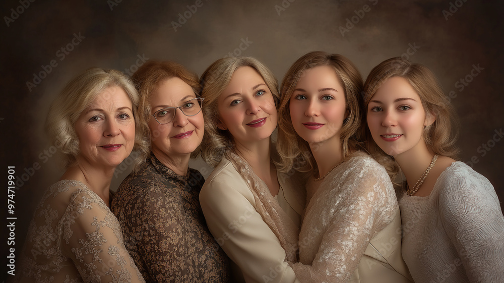 Obraz premium Portrait of mothers, grandmothers, and daughters together
