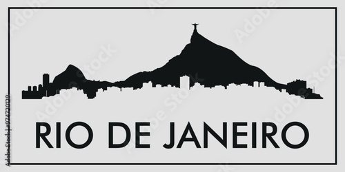 Wallpaper Mural Cityscape. Rio de Janeiro. Brazil. Silhouettes of buildings. Vector on gray background Torontodigital.ca