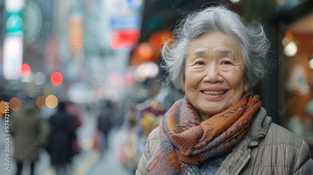 Fototapeta premium Senior Woman Smiling in City