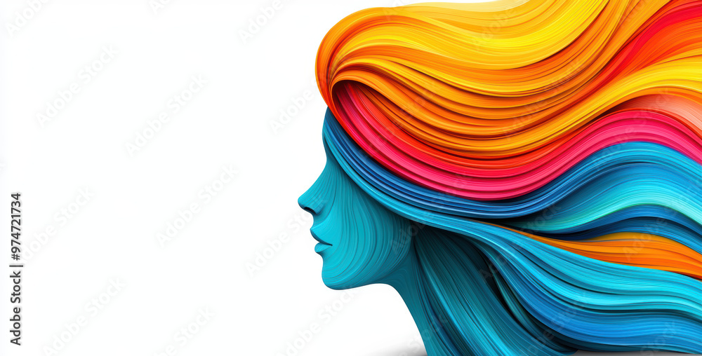 Human head filled with colorful swirling ideas, symbols of business and technology, idea generation, creative thinking Human head filled with colorful swirling ideas, symbols of business and technology, idea generation, creative thinking