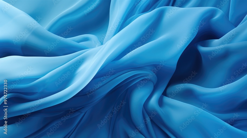 Obraz premium A beautiful abstract background of flowing blue fabric. The soft, smooth texture of the fabric creates a sense of movement and elegance.