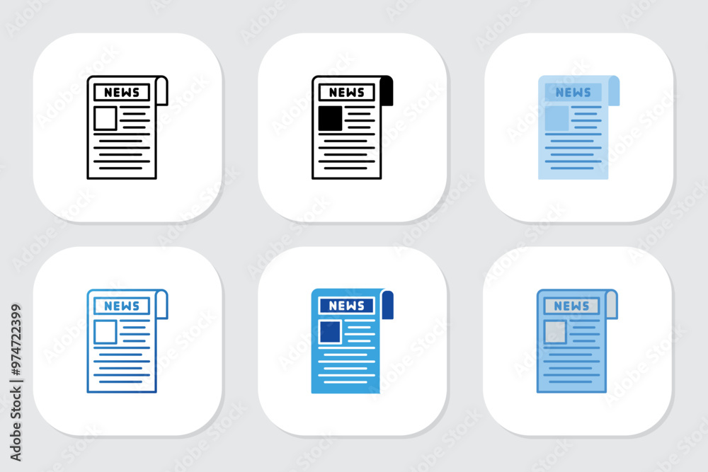 newspaper icons with various design styles newspaper icons with various design styles