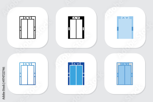 elevator icons with various design styles