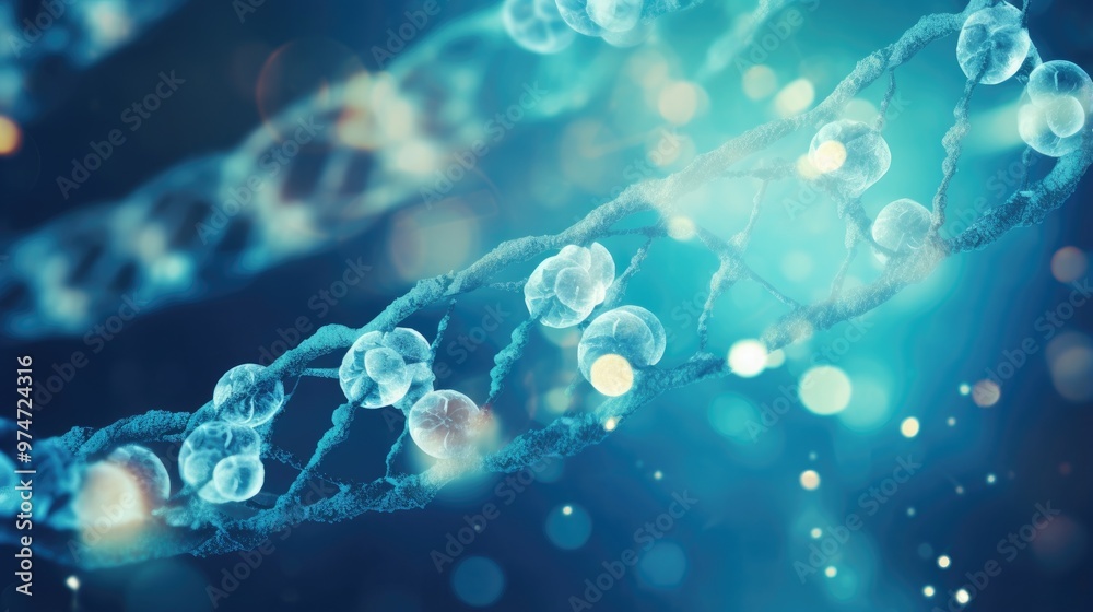 A close-up of a DNA strand, with a blue and white color scheme. The image is abstract and artistic, and it evokes a sense of mystery and wonder. A close-up of a DNA strand, with a blue and white color scheme. The image is abstract and artistic, and it evokes a sense of mystery and wonder.