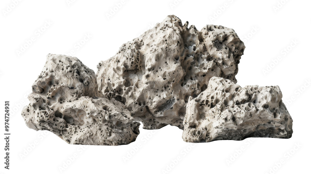 A group of textured, porous rocks suitable for landscaping or aquarium decoration.