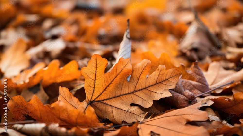 Close-up of a fallen autumn leaf, with intricate veins and a warm, golden hue. Close-up of a fallen autumn leaf, with intricate veins and a warm, golden hue.