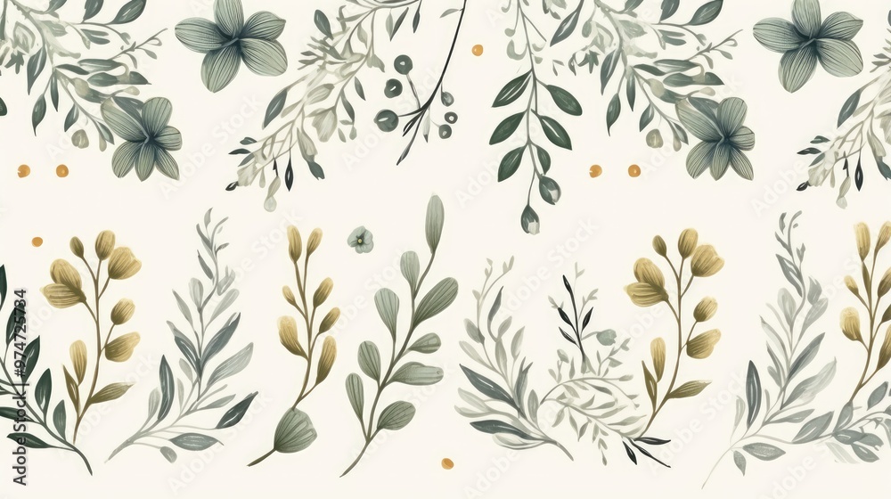 A delicate watercolor illustration of green and yellow leaves and flowers, perfect for adding a touch of nature to your designs. A delicate watercolor illustration of green and yellow leaves and flowers, perfect for adding a touch of nature to your designs.