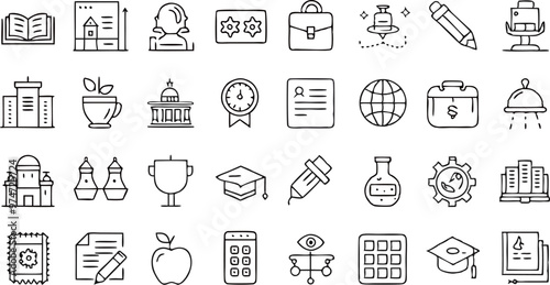 Icons about education, learning, achievement, technology