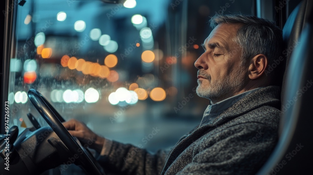 truck driver resting sleeping in the car while driving truck driver resting sleeping in the car while driving