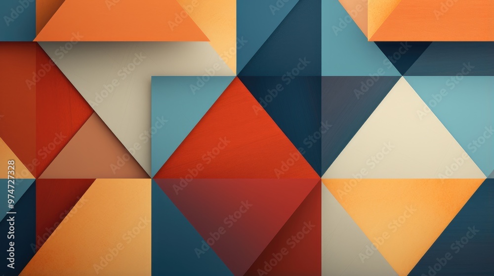 Obraz premium A vibrant abstract background featuring geometric shapes in a variety of warm and cool colors.