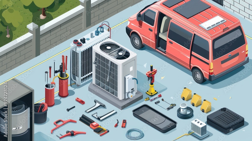 Obraz premium AC Repair Service Van