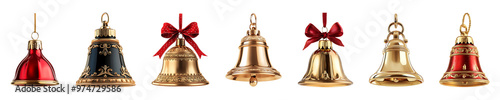 Set, collection of Christmas bell isolated on transparent background.