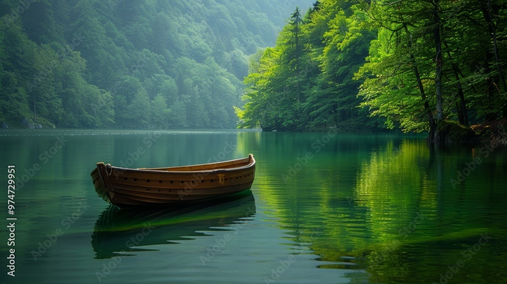 Obraz premium Rowing Boat on Lake