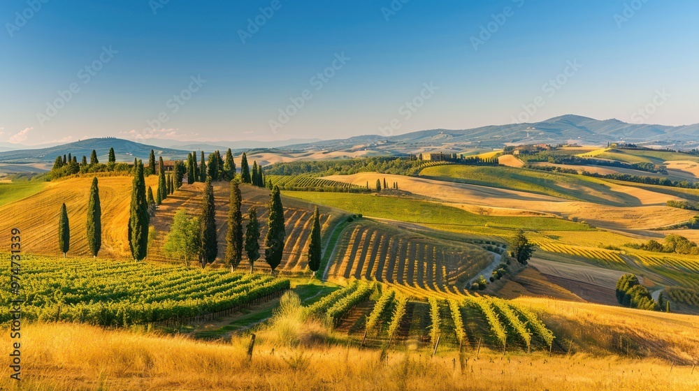 Fototapeta premium Tuscan Hills Vineyard Landscape