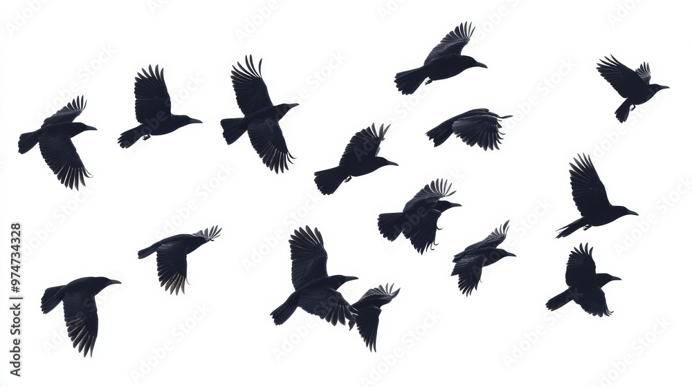 Obraz premium crows flock silhouette isolated on white background